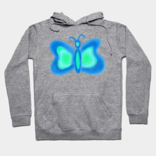 blue green watercolor abstract butterfly design Hoodie